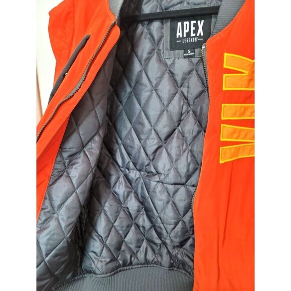Apex Legends VLK Bomber Jacket Quilted Lining Orange & Gray Ram Logo Unisex S - Picture 6 of 15